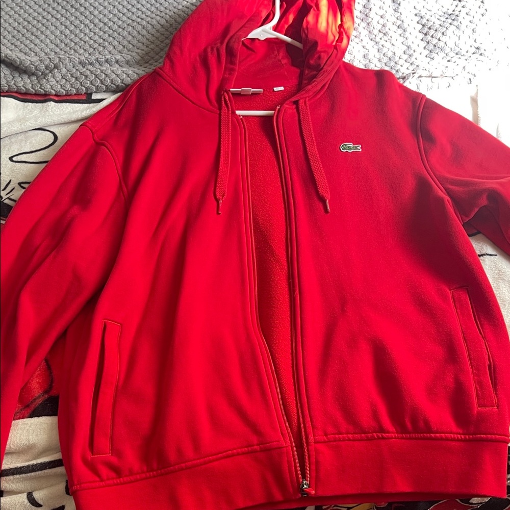 Lacoste Bold Red Full-Zip Hoodie